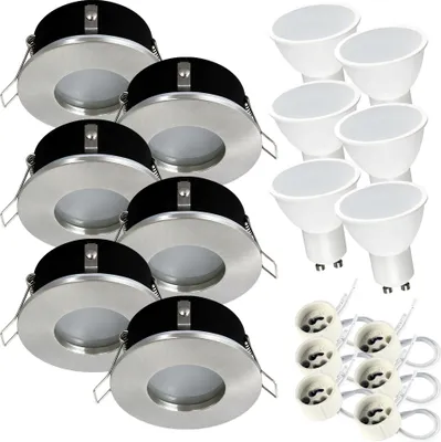 Obrázek produktu pro 6x vestavné bodové svítidlo SET LED 230V IP44 RIK.5 matný nikl GU10 7W neutrální bílá