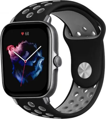 Produktbild von Strap-it Amazfit GTS 3 Sportarmband (Schwarz/Grau)