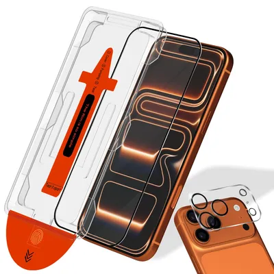 Obrázok produktu pre 1-balenie iPhone 17 Pro Ochranné sklo na displej & 1-balenie ochrana objektívu - Tvrdené sklo | [Automatická inštalácia] - Bez bublín