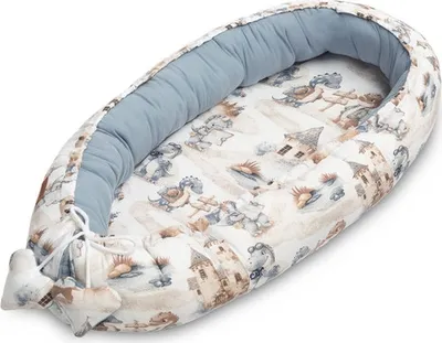 Produktbild von SENSILLO Babynestchen Neugeborene Baby-Kokon 80x45cm - Drachen, Jeans Blau