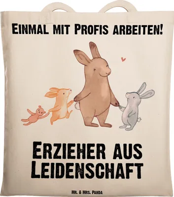 Produktbild von Mr. & Mrs. Panda Einkaufstasche Erzieher Leidenschaft - Transparent - Geschenk, Tasche, Baumwollbeutel, Lustig, Schultasche, Shopping, Jutebeutel, Spruch, Beruf