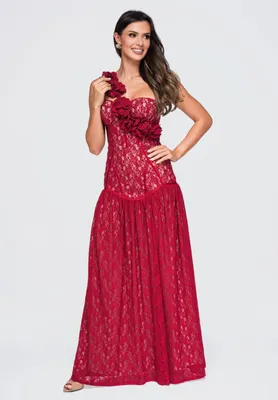 Produktbild von LARICA Kleid Maxi Gorset Floral LA-OM-DLR429 burgundy L