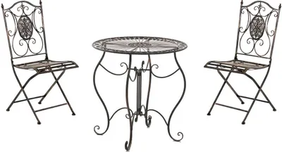Produktbild von Sitzgruppe Aldeano aus Eisen, bronze mit antiker Patina, Tisch 70x70x91,5 cm