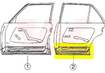 Produktbild von VAN WEZEL 3010277 Autotür Reparaturblech innerer Teil unterer Teil hinten Links passend für MERCEDES-BENZ Stufenheck (W123) W123 T-modell (S123)