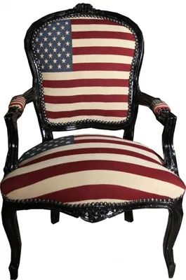 Produktbild von Casa Padrino Barock Salon Stuhl USA Design / Schwarz - USA Style