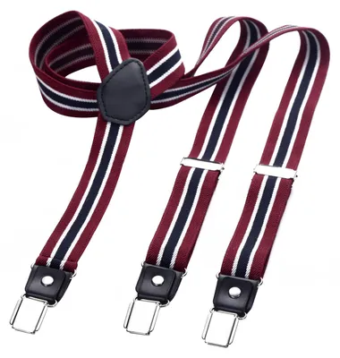 Produktbild von DonDon® Herren Hosenträger schmal 2,5 cm – 3 Clips in Y-Form – elastisch und längenverstellbar gestreift in rot blau weiß