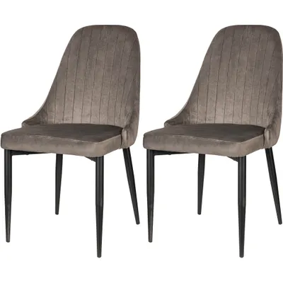 Obrázek produktu pro Sada 2 ks jídelních židlí Tila – sametový potah, kovová konstrukce, šedá, moderní design