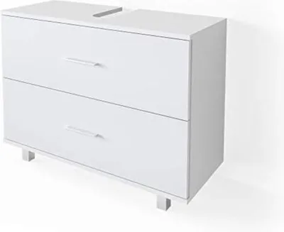 Produktbild von Waschtischunterschrank – Waschtischunterschrank mit Nische – Waschtischunterschrank mit Schubladen – Waschtischunterschrank mit Nische – Waschtischunterschrank auf Füßen – 33 x 80 x 60,8 cm – 19,42 kg – Weiß