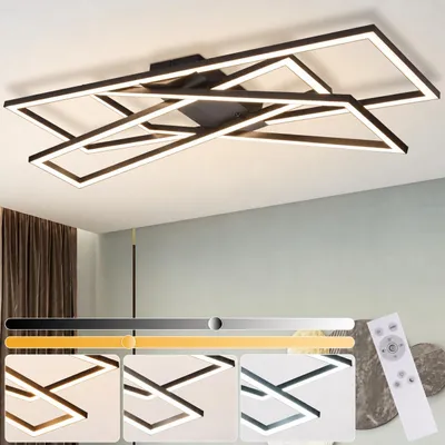 Image de ZMH Plafonnier Dimmable avec télécommande LED Plafonnier Chambre Noir 45W Moderne Salon Métal Plafonniers, Image générée par une IA
