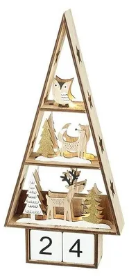 Produktbild von Holz-Rentier, Waldtiere, Kinder, LED-Beleuchtung – Adventskalender