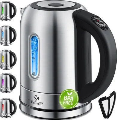 Produktbild von KESSER® 1,7 Liter Edelstahl Wasserkocher 2200W Temperaturwahl Warmhaltefunktion
