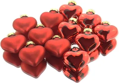 Produktbild von Weihnachtsanhänger Herz Christmas Red rot 4 cm aus Glas - 12er Set