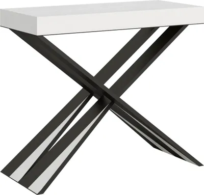 Produktbild von Ausziehbare Konsole 90x40/300 cm Diago Premium Weiß Esche Anthrazit Rahmen