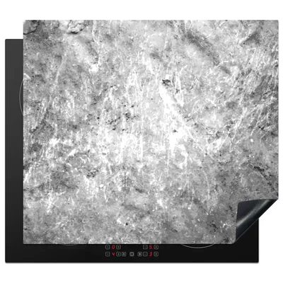 Produktbild von KitchenYeah© Herdabdeckplatte Felszeichnungen - schwarz und weiß , 60x52cm, Küche Deko, Glaskeramikkochfeld Herdabdeckung, Abdeckplatte fùr Kochfeld
