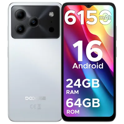 Produktbild von DOOGEE Note 56 Smartphone Handy, Android 16, 6,56" 90Hz HD+, 6150mAh Akku, 24GB RAM+64GB ROM, 4G Dual-SIM, 8MP, Gesichtserkennung, OTG, ohne Vertrag