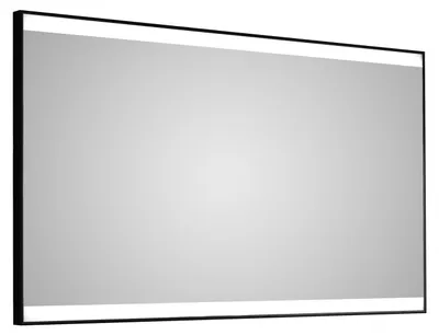 Image de Badspiegel mit Beleuchtung Talos Black Shine 120 x 70 cm Wandspiegel - hochwertiger Aluminiumrahmen mit Kippschalter in matt schwarz - Lichtspiegel mit Lichtfarbe Neutralweiß - Badezimmerspiegel