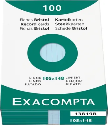 Produktbild von Karteikarten A6 liniert VE=20x100 Stück blau
