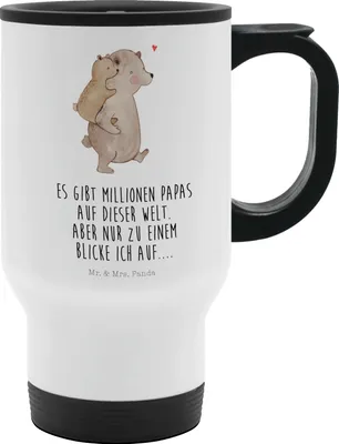Produktbild von Mr. & Mrs. Panda Thermobecher Papa Bär - Weiß - Geschenk, Vatertag, Kaffee-Thermobecher, Opa, thermosbecher, Vater, Geburtstag, Camping Becher, To-Go-Becher, Klein
