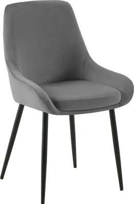 Produktbild von Esszimmerstuhl PUNAR - Samt Dunkelgrau 50x53x86 cm Schwarz | Essstühle Esszimmerstühle Küchenstühle Wohnzimmerstühle