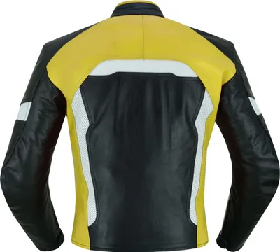 Produktbild von Herren Motorrad Lederjacke Motorradjacke mit Protektoren, Farbe:Gelb, Größe:48/S
