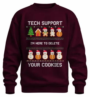 Immagine prodotto di TECH SUPPORT I'M HERE TO DELETE Weihnachten IT Admin Geek Nerd Unisex Felpa Pullover, Borgogna, M