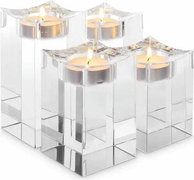 Produktbild von Casa Padrino Luxus Kristallglas Teelichthalter Set - Deko Accessoires