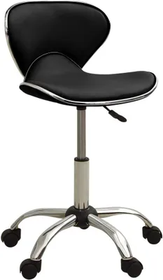 Produktbild von Drehbarer Friseurhocker mit Rollen für Massage, Spa und Salon aus schwarzem Kunstleder