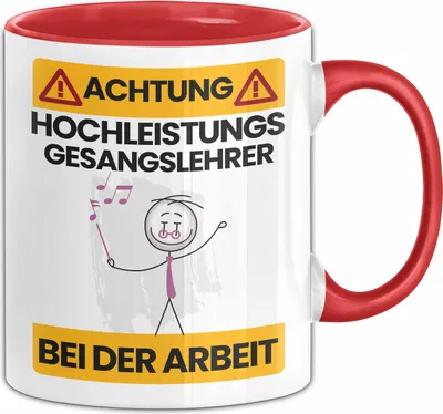 Produktbild von Gesangslehrer Tasse Geschenk Lustiger Spruch Geschenkidee für Gesangslehrer Achtung Hochleistungs Gesangslehrer Bei Der Arbeit (Rot)