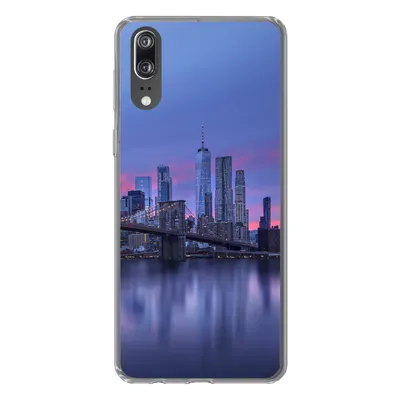 Produktbild von MuchoWow® Handyhülle Schutzhülle Hülle für Huawei P20 New York - Wasser - Brücke Silikon Softcase Handy Hülle - Hardcover