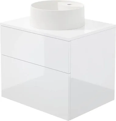 Produktbild von Waschbeckenschrank Weiß 60 cm mit Granitwaschbecken und Hahnloch