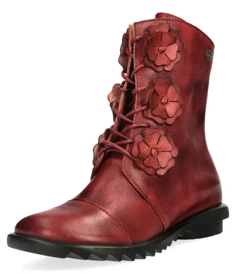 Produktbild von Laura Vita Damen Stiefelette mit Blütenapplikationen aus Leder Cyrielle 43, Größe:40 EU, Farbe:Rot