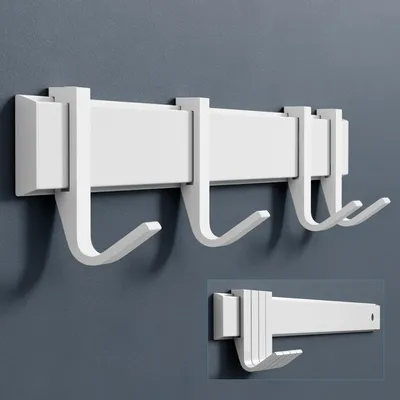 Produktbild von doporro Garderobenhaken Aluminium, 4 Verschiebbare Wandhaken, selbstklebend & stabil, Kleiderhaken Wand für Jacken und Handtücher Matt Weiß Stalo-12