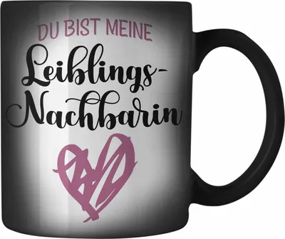 Produktbild von Trendation - Beste Nachbarin Der Welt Farbwechsel Zauber-Tasse Geschenk Lustig Abschied Abschiedsgeschenk (Schwarz)