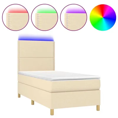 Produktbild von vidaXL Boxspringbett mit Matratze & LED Creme 90x200 cm Stoff
