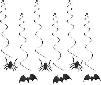 Produktbild von Oblique Unique 6 Halloween Girlande Spinnen & Fledermaus Deckenhänger
