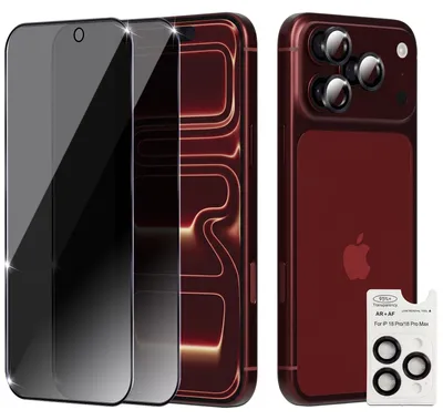 Produktbild von 2-Pack iPhone 18 Pro Max Privacy Displayschutzfolie Privacy & 1-Pack Kameraschutz - Gehärtetes Glas 9H - Super Qualität 3D