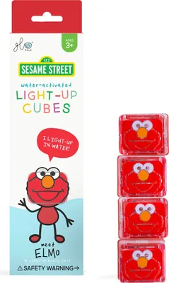 Zdjęcie produktu dla Glo Pals Kostki sensoryczne świecące w wodzie Elmo Ulica Sezamkowa, zabawka