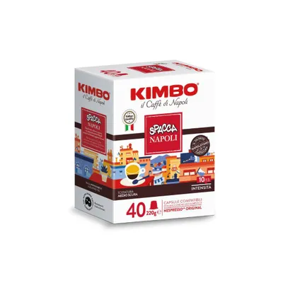 Immagine prodotto di Kimbo, Spacca Napoli, 160 Capsule Caffè Compatibili Nespresso®* Original®*, Intensità 10/13, Tostatura Medio-Scura, 4 Pack da 40 Capsule