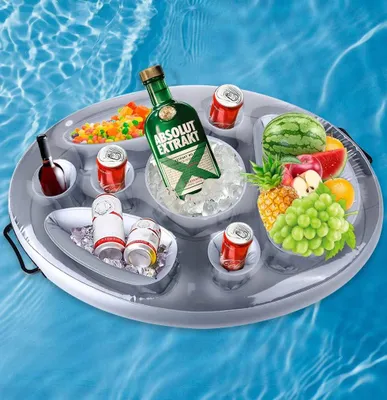 Produktbild von Aufblasbares Tablett 8 Löcher, Schwimmende Getränkehalterung, Für Pool, Strand, Spa, Hochwertiges PVC