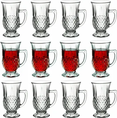 Produktbild von 12x Pasabahce Istanbul Teegläser mit Henkel Cappucino Kaffee Trinkgläser 160 ml