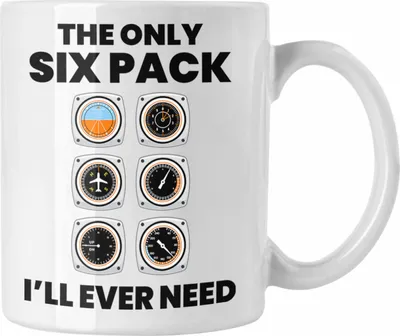 Produktbild von Trendation - Pilot Geschenk Tasse Flugzeug Fliegen Geschenkidee Piloten Kaffeetasse Flugzeug Grafik Sixpack (Weiß)