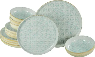 Produktbild von CreaTable, 24086, Uno Emiliana blau, Tellerset 12-tlg, Steinzeug