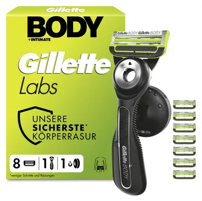 Image de Gillette Labs, rasoir pour le corps et les zones intimes, pour hommes, avec 8 lames de rasoir