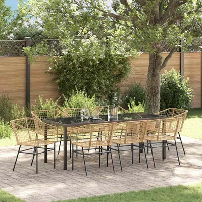 Image de Mobilier d'extérieur exclusif - Ensemble de jardin comprenant 9 pièces, en rotin synthétique marron