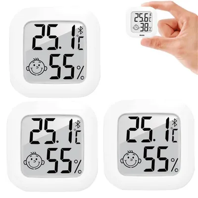Produktbild von 3x Digitales Thermo-Hygrometer Thermometer Luftfeuchtigkeitsmessgerät digital LCD mit hoher Genauigkeit Temperatur Feuchtigkeit Haus Büro Weiß