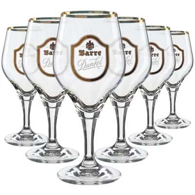 Produktbild von 6x Barre Dunkel 0,2l Pokalglas | Robustes Bierglas für den echten Biergenuss | Geeicht, ideal für dunkles Bier, Fassungsvermögen 200ml – Set