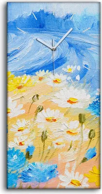 Produktbild von Wandbild Leinwand Bilder Wanduhr Geräuschlos 30x60 Gemälde abstrakte von Blumen - weiße Hände