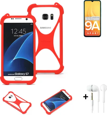 Produktbild von Handy-hülle + Kopfhörer kompatibel mit Xiaomi Redmi 9A Sport Schutz-hülle Bumper Silikon Schutz Hülle Cover Case Silikoncase Silikonbumper TPU