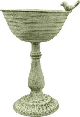 Produktbild von Vogelbad Metall auf Fuß creme Vogel Vogeltränke Vogelfutterplatz 23x19cm H32cm
