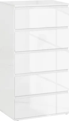 Image de HOMCOM Commode Armoire à tiroirs Sideboard à 5 tiroirs, armoire de bureau avec tirettes anti-basculement, pour salon, chambre à coucher, blanc
